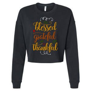 Blessed Grateful Thankful Cropped Pullover Crew