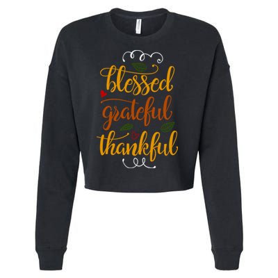 Blessed Grateful Thankful Cropped Pullover Crew