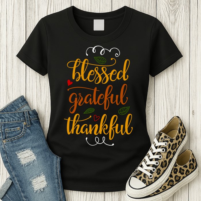 Blessed Grateful Thankful Womens T-Shirt