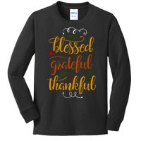 Blessed Grateful Thankful Kids Long Sleeve Shirt