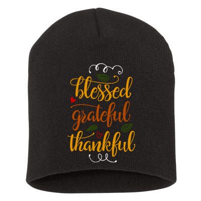 Blessed Grateful Thankful Short Acrylic Beanie