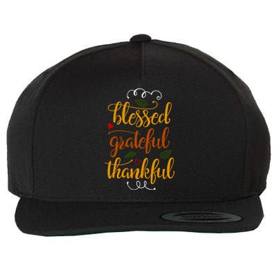 Blessed Grateful Thankful Wool Snapback Cap