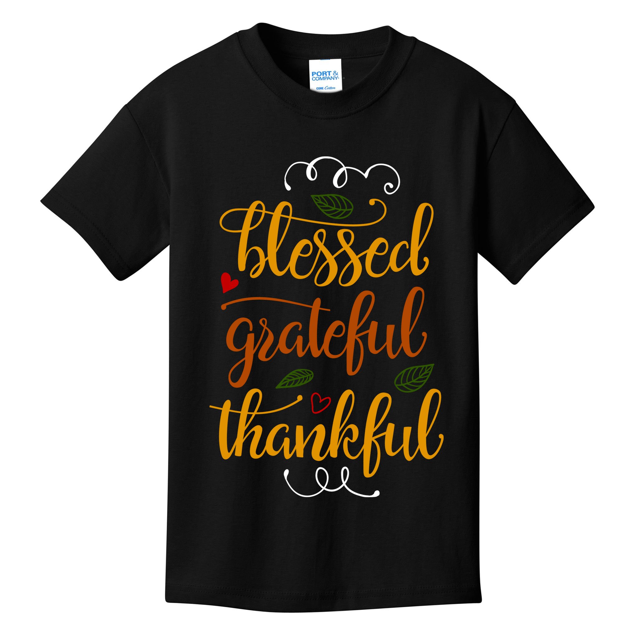 Blessed Grateful Thankful Kids T-Shirt