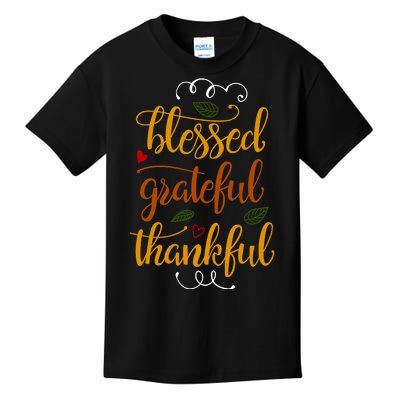 Blessed Grateful Thankful Kids T-Shirt