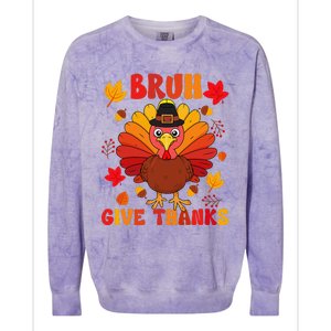 Bruh Give Thanks Cute Thanksgiving Turkey Thankful Colorblast Crewneck Sweatshirt