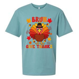 Bruh Give Thanks Cute Thanksgiving Turkey Thankful Sueded Cloud Jersey T-Shirt