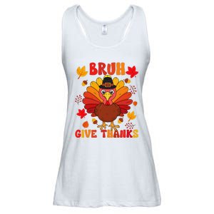 Bruh Give Thanks Cute Thanksgiving Turkey Thankful Ladies Essential Flowy Tank