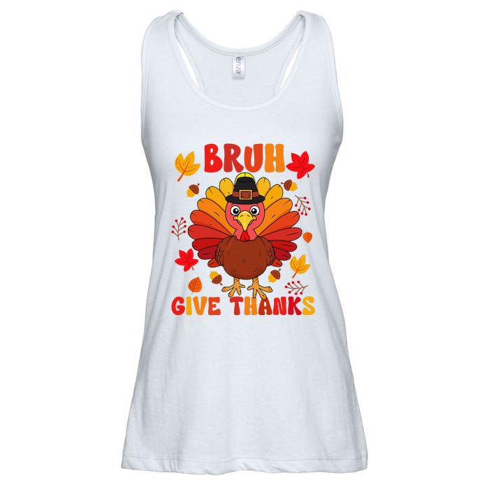 Bruh Give Thanks Cute Thanksgiving Turkey Thankful Ladies Essential Flowy Tank