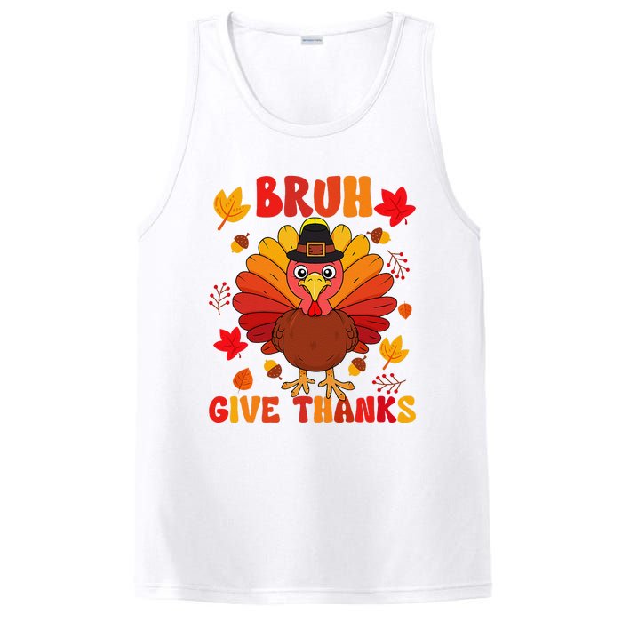 Bruh Give Thanks Cute Thanksgiving Turkey Thankful PosiCharge Competitor Tank