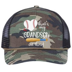 Baseball Grandma Thats My Grandson Out There Gifts Retro Rope Trucker Hat Cap