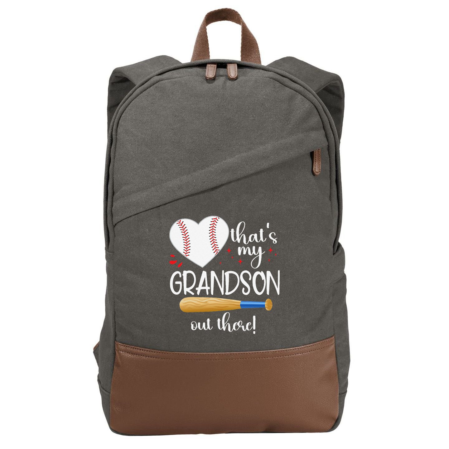 Baseball Grandma Thats My Grandson Out There Gifts Cotton Canvas Backpack