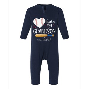 Baseball Grandma Thats My Grandson Out There Gifts Infant Fleece One Piece