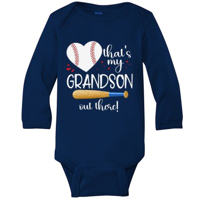 Baseball Grandma Thats My Grandson Out There Gifts Baby Long Sleeve Bodysuit