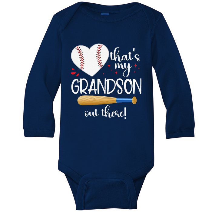 Baseball Grandma Thats My Grandson Out There Gifts Baby Long Sleeve Bodysuit