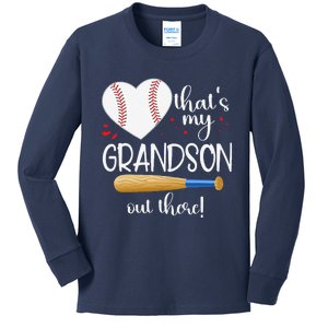 Baseball Grandma Thats My Grandson Out There Gifts Kids Long Sleeve Shirt