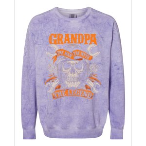 Biker Grandpa The Myth Legend Grunge Motorcycle Meaningful Gift Colorblast Crewneck Sweatshirt