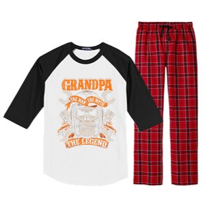 Biker Grandpa The Myth Legend Grunge Motorcycle Meaningful Gift Raglan Sleeve Pajama Set