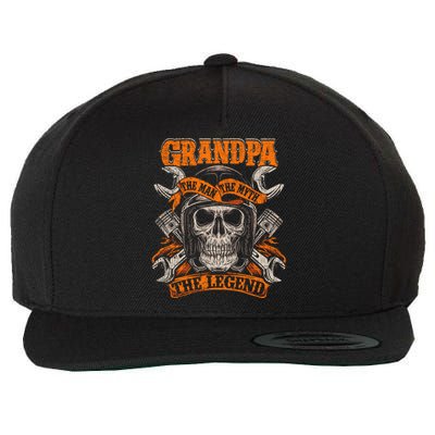 Biker Grandpa The Myth Legend Grunge Motorcycle Meaningful Gift Wool Snapback Cap