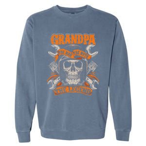 Biker Grandpa The Myth Legend Grunge Motorcycle Meaningful Gift Garment-Dyed Sweatshirt