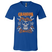 Biker Grandpa The Myth Legend Grunge Motorcycle Meaningful Gift V-Neck T-Shirt