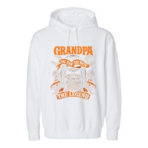 Biker Grandpa The Myth Legend Grunge Motorcycle Meaningful Gift Garment-Dyed Fleece Hoodie