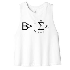 Be Greater Than Average Math Joke Funny Math Teacher Women's Racerback Cropped Tank