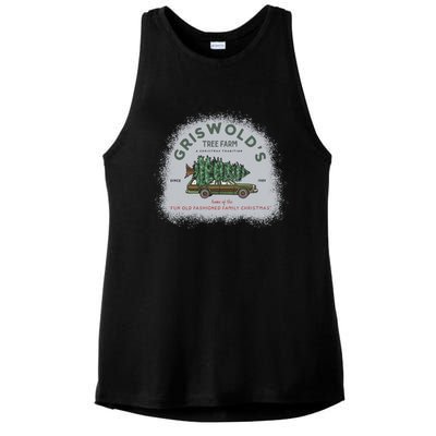 Bleached Griswold's Tree Farm Funny Xmas Family Christmas Meaningful Gift Ladies PosiCharge Tri-Blend Wicking Tank