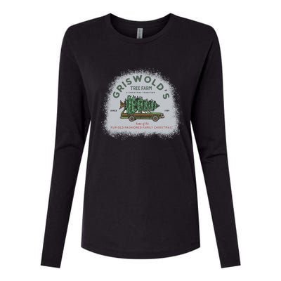 Bleached Griswold's Tree Farm Funny Xmas Family Christmas Meaningful Gift Womens Cotton Relaxed Long Sleeve T-Shirt