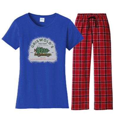 Bleached Griswold's Tree Farm Funny Xmas Family Christmas Meaningful Gift Women's Flannel Pajama Set