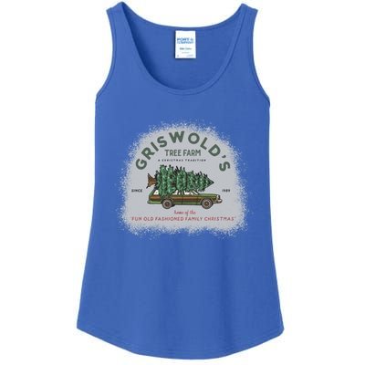 Bleached Griswold's Tree Farm Funny Xmas Family Christmas Meaningful Gift Ladies Essential Tank