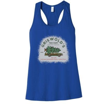 Bleached Griswold's Tree Farm Funny Xmas Family Christmas Meaningful Gift Women's Racerback Tank