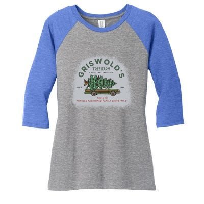 Bleached Griswold's Tree Farm Funny Xmas Family Christmas Meaningful Gift Women's Tri-Blend 3/4-Sleeve Raglan Shirt