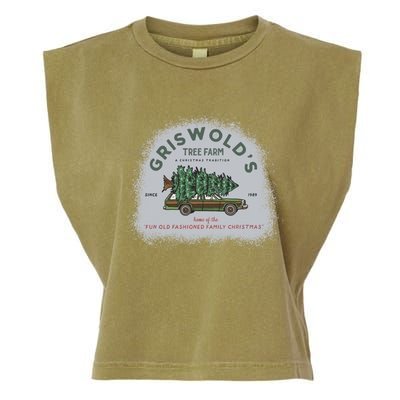 Bleached Griswold's Tree Farm Funny Xmas Family Christmas Meaningful Gift Garment-Dyed Women's Muscle Tee