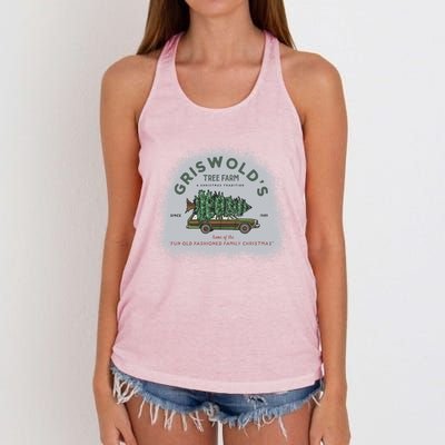 Bleached Griswold's Tree Farm Funny Xmas Family Christmas Meaningful Gift Women's Knotted Racerback Tank