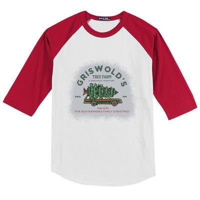 Bleached Griswold's Tree Farm Funny Xmas Family Christmas Meaningful Gift Kids Colorblock Raglan Jersey