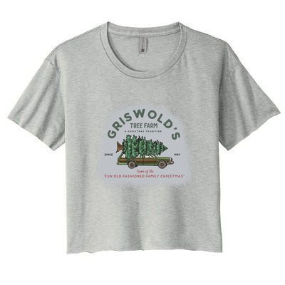 Bleached Griswold's Tree Farm Funny Xmas Family Christmas Meaningful Gift Women's Crop Top Tee