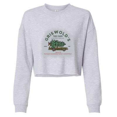 Bleached Griswold's Tree Farm Funny Xmas Family Christmas Meaningful Gift Cropped Pullover Crew