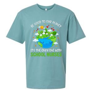 Be Good To Our Planet With School Nurses Earth Day Sueded Cloud Jersey T-Shirt