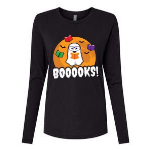 Booooks Ghost T Boo Read Books Library Gift Funny Womens Cotton Relaxed Long Sleeve T-Shirt