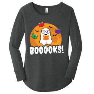 Booooks Ghost T Boo Read Books Library Gift Funny Women's Perfect Tri Tunic Long Sleeve Shirt