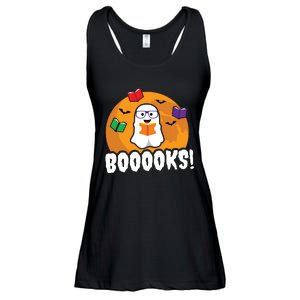 Booooks Ghost T Boo Read Books Library Gift Funny Ladies Essential Flowy Tank