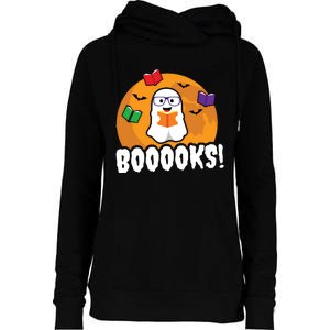 Booooks Ghost T Boo Read Books Library Gift Funny Womens Funnel Neck Pullover Hood