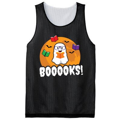 Booooks Ghost T Boo Read Books Library Gift Funny Mesh Reversible Basketball Jersey Tank