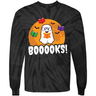 Booooks Ghost T Boo Read Books Library Gift Funny Tie-Dye Long Sleeve Shirt