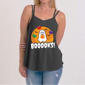 Booooks Ghost T Boo Read Books Library Gift Funny Women's Strappy Tank