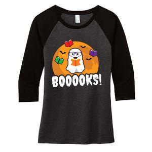 Booooks Ghost T Boo Read Books Library Gift Funny Women's Tri-Blend 3/4-Sleeve Raglan Shirt