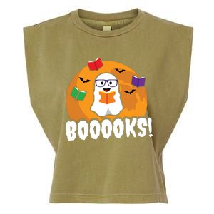 Booooks Ghost T Boo Read Books Library Gift Funny Garment-Dyed Women's Muscle Tee