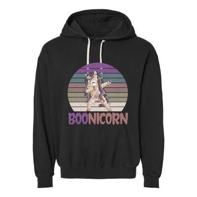 Boonicorn Ghost Unicorn Boo Retro Halloween Cool Gift Garment-Dyed Fleece Hoodie