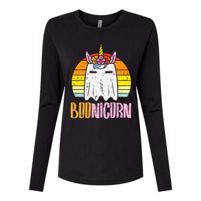 Boonicorn Ghost Unicorn Boo Retro Halloween Womens Cotton Relaxed Long Sleeve T-Shirt