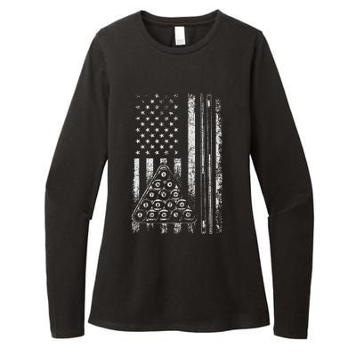 Billiard Game Usa American Flag Pool Player Sports Lover Womens CVC Long Sleeve Shirt